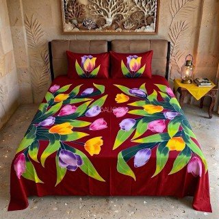 One Set Bedsheet Hand Painted by Balinese Artisans